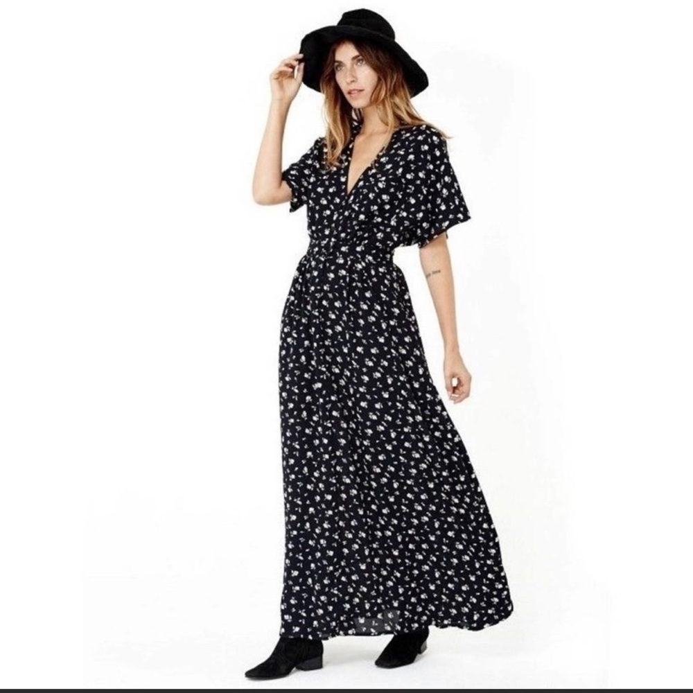 Christy Dawn Black Maxi Dress with White Floral Print